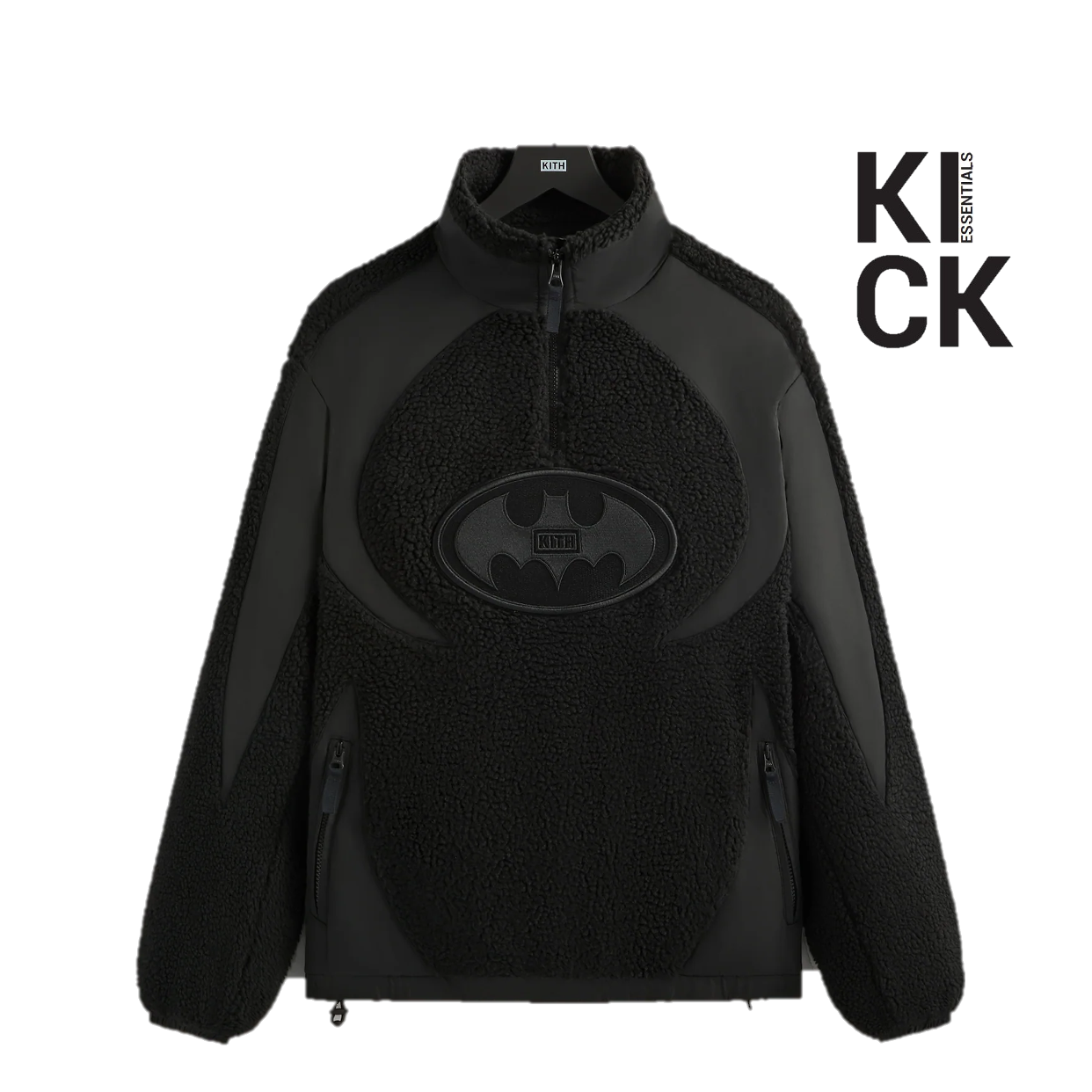 KITH SWEATSHIRT 'BATMAN SHERPA QUARTER ZIP BLACK'