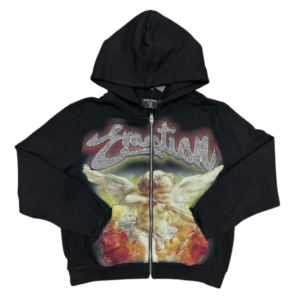 MIXED EMOTIONS HOODIE 'BLACK RHINESTONE'