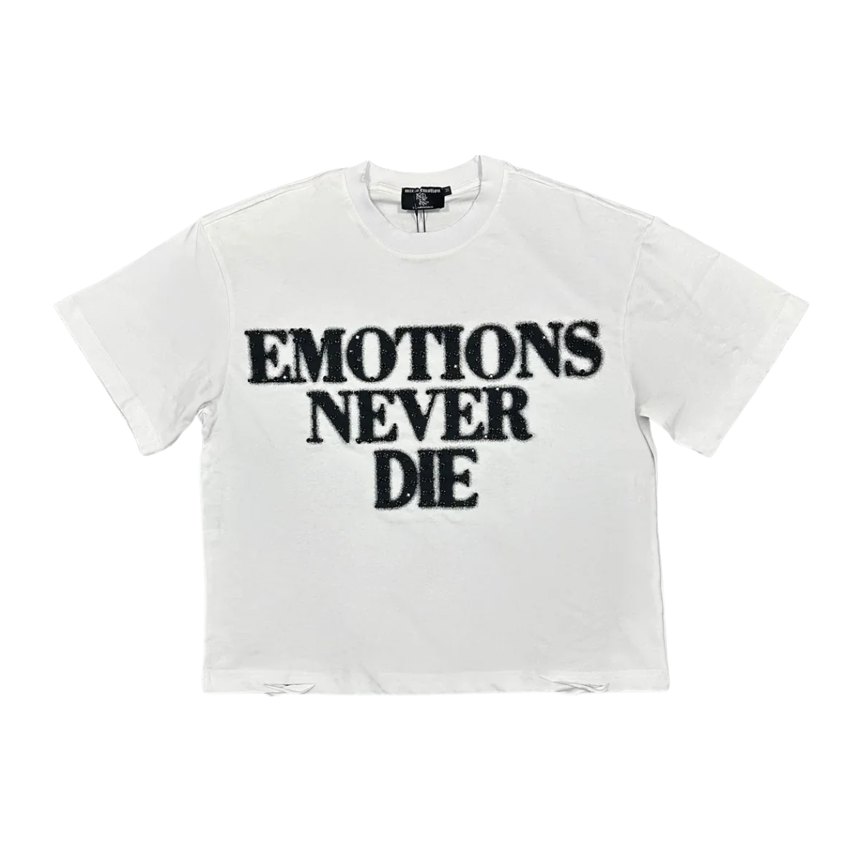 MIXED EMOTIONS TEE 'END RHINESTONE WHITE'