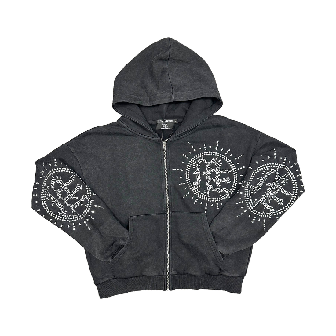 MIXED EMOTIONS HOODIE 'ACID WASH RHINESTONE'