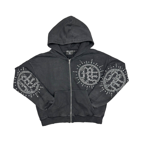 MIXED EMOTIONS HOODIE 'ACID WASH RHINESTONE'
