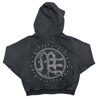 MIXED EMOTIONS HOODIE 'ECLIPSE GREY ACID RHINESTONE'