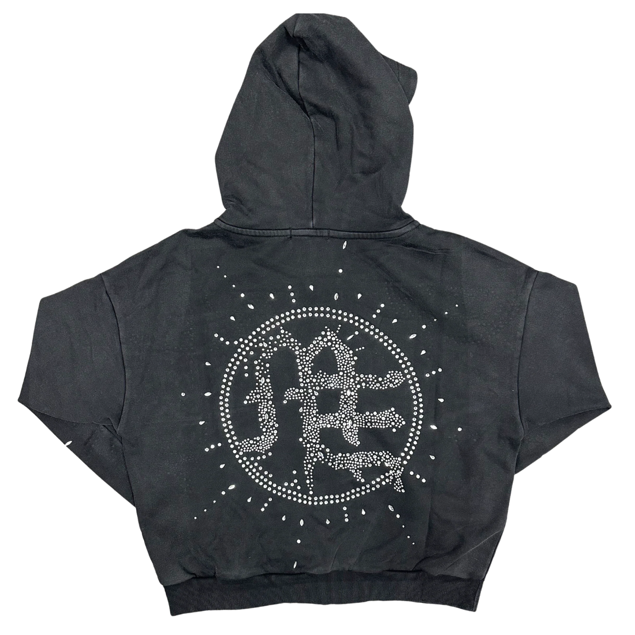 MIXED EMOTIONS HOODIE 'ECLIPSE GREY ACID RHINESTONE'