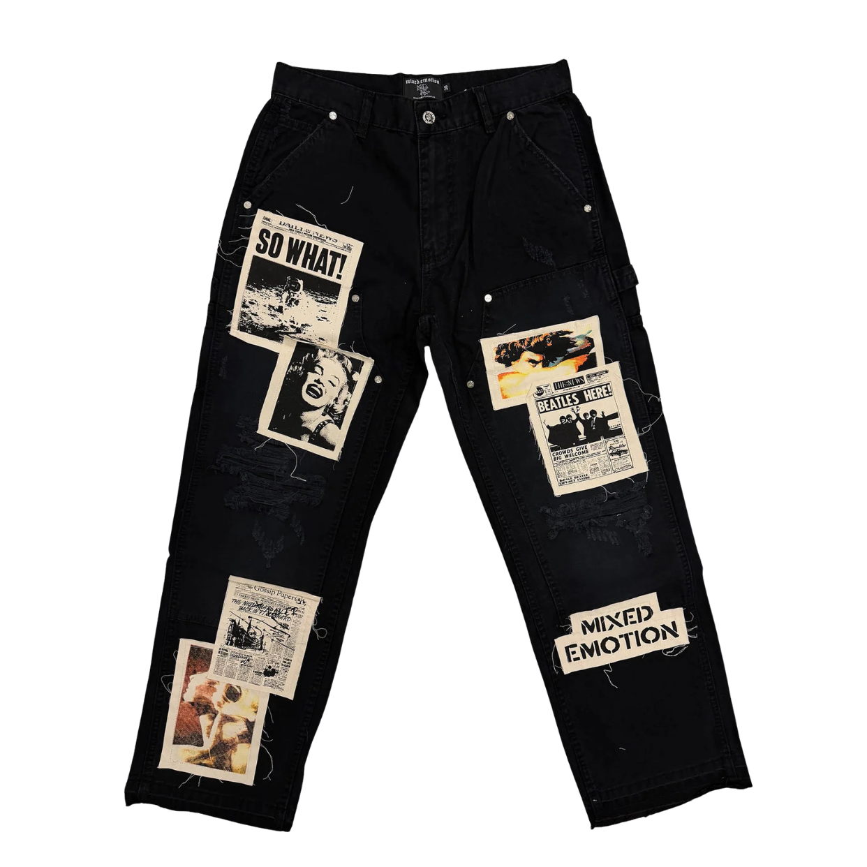 MIXED EMOTIONS PANT 'NEWSPAPER CARPENTER BLACK'