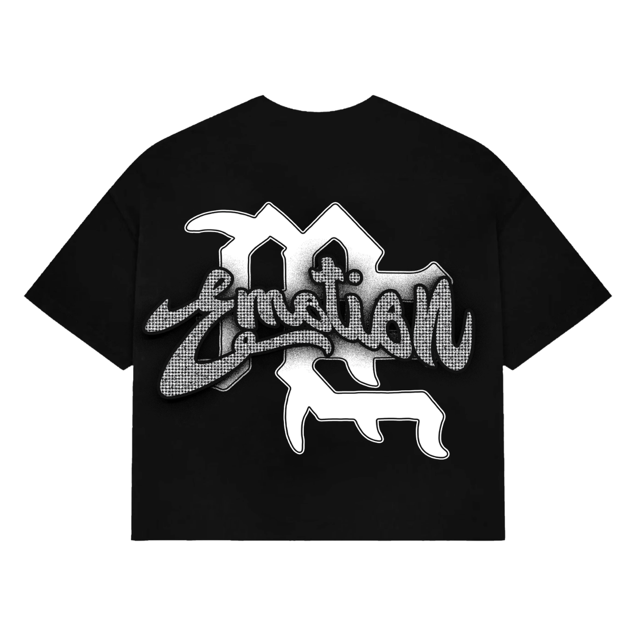 MIXED EMOTIONS TEE 'CROPPED BLACK RHINESTONE'