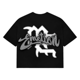 MIXED EMOTIONS TEE 'CROPPED BLACK RHINESTONE'