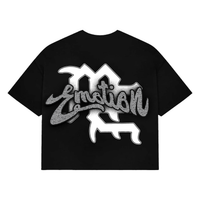 MIXED EMOTIONS TEE 'CROPPED BLACK RHINESTONE'
