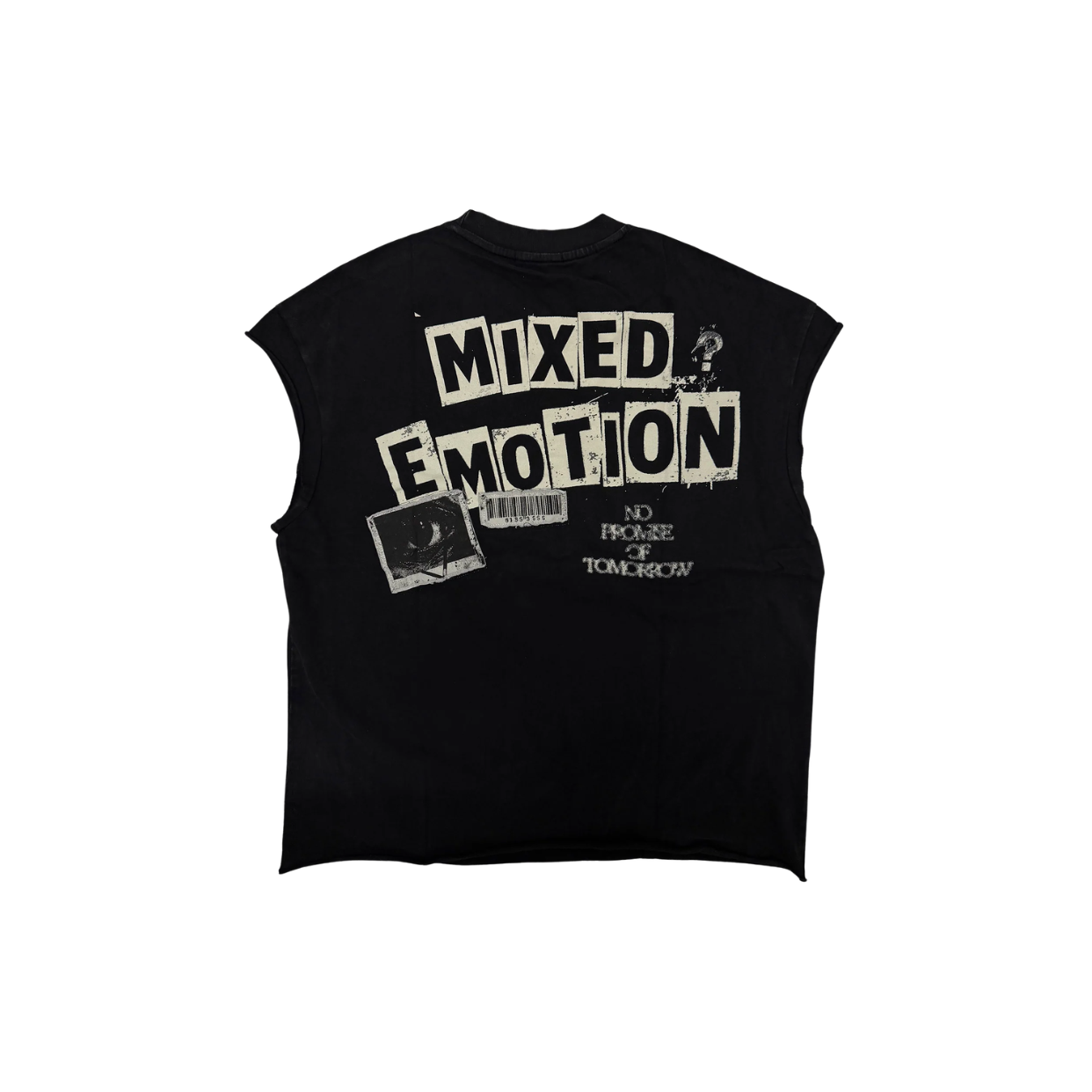 MIXED EMOTIONS TEE 'SLEEVELESS NEWSPAPER'