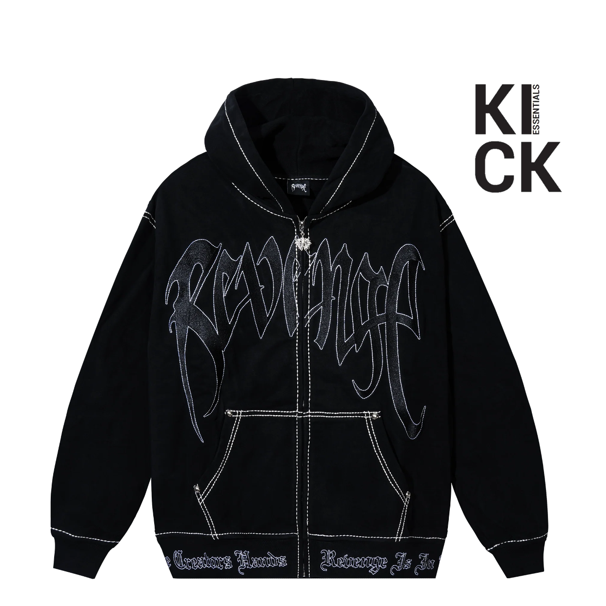 REVENGE HOODIE 'ZIP CONTRAST BLACK'