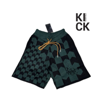 RHUDE SHORTS 'BLACK GREEN CHECKERS'