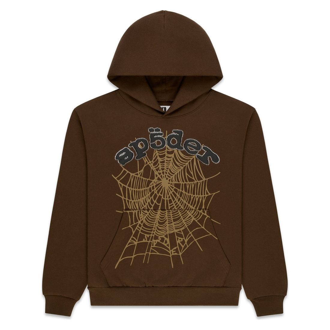 SP5DER HOODIE 'RHINESTONE OG WEB BROWN'