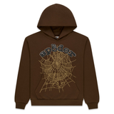 SP5DER HOODIE 'RHINESTONE OG WEB BROWN'