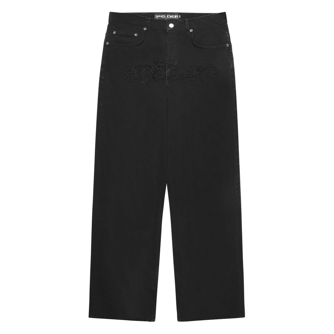 SP5DER JEANS 'DISTRESSED LOGO V3 BLACK'
