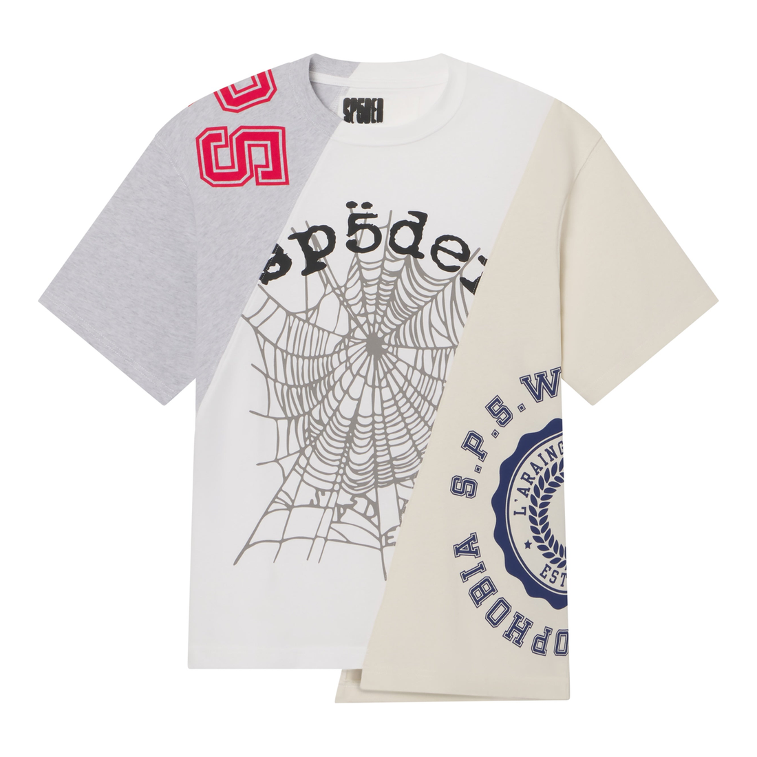 SP5DER TEE 'ASYMMETRICAL 5 HEATHER GREY'