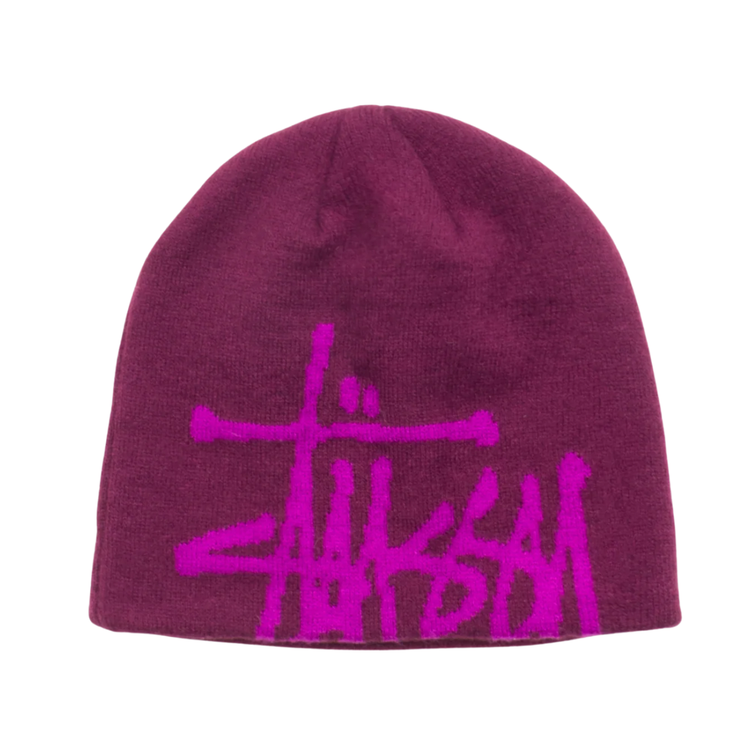 STUSSY BEANIE 'BRUSHED OUT BASIC SKULLCAP PLUM'