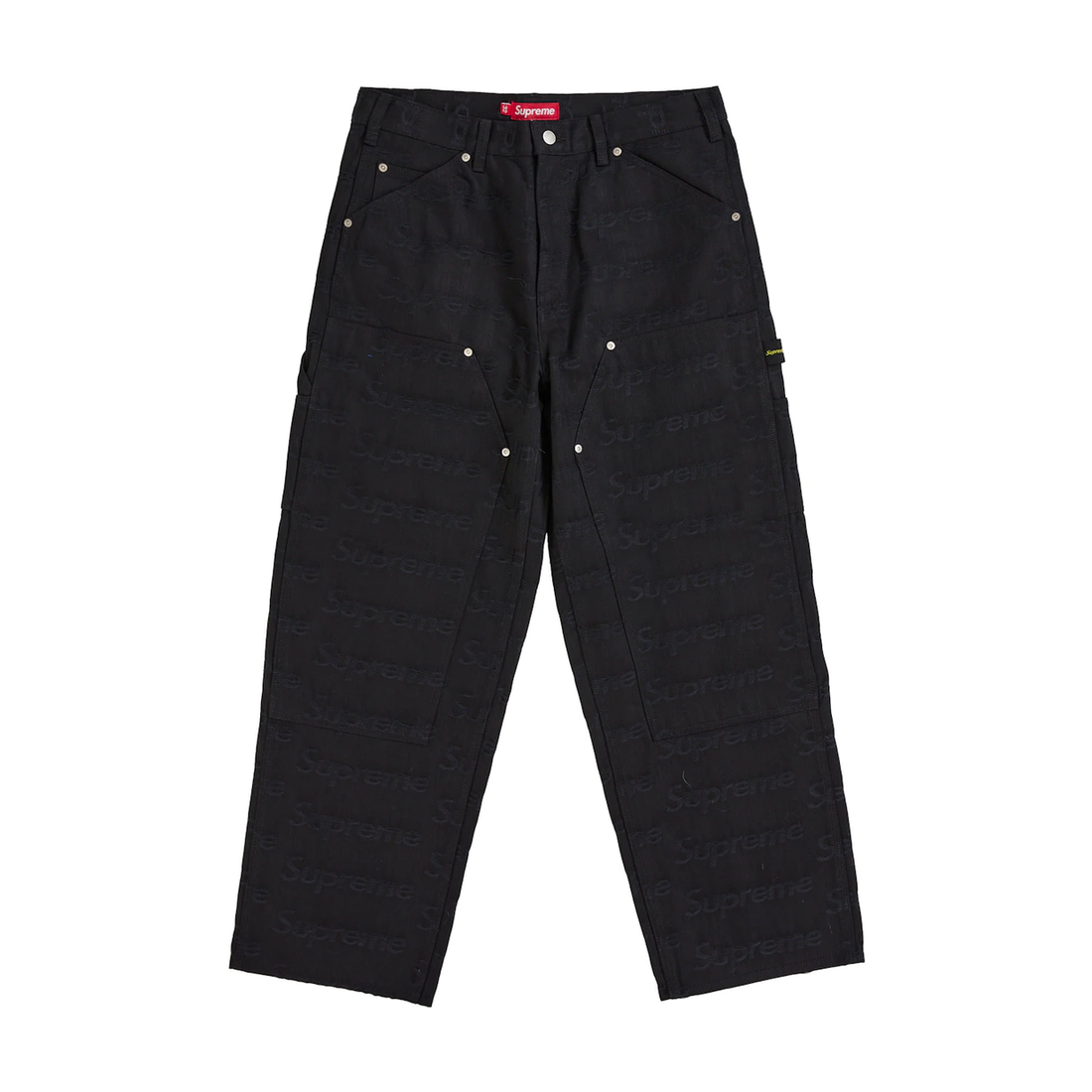 SUPREME JEANS 'JACQUARD LOGOS DOUBLE KNEE BLACK'