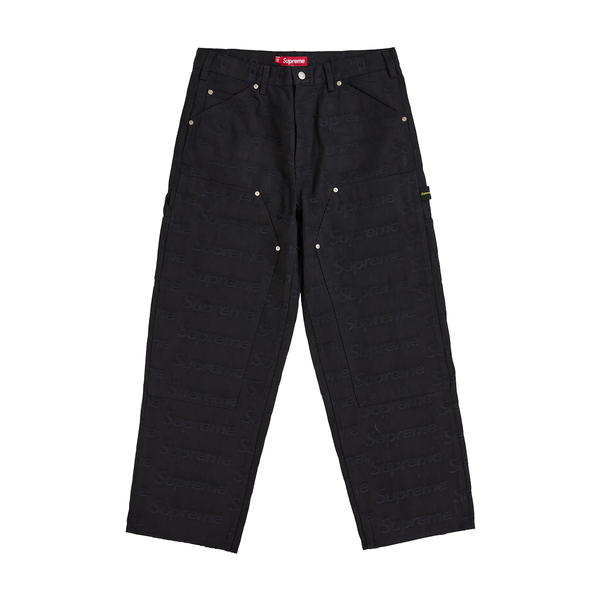 SUPREME JEANS 'JACQUARD LOGOS DOUBLE KNEE BLACK'