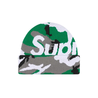 SUPREME BEANIE 'BIG LOGO GREEN CAMO'