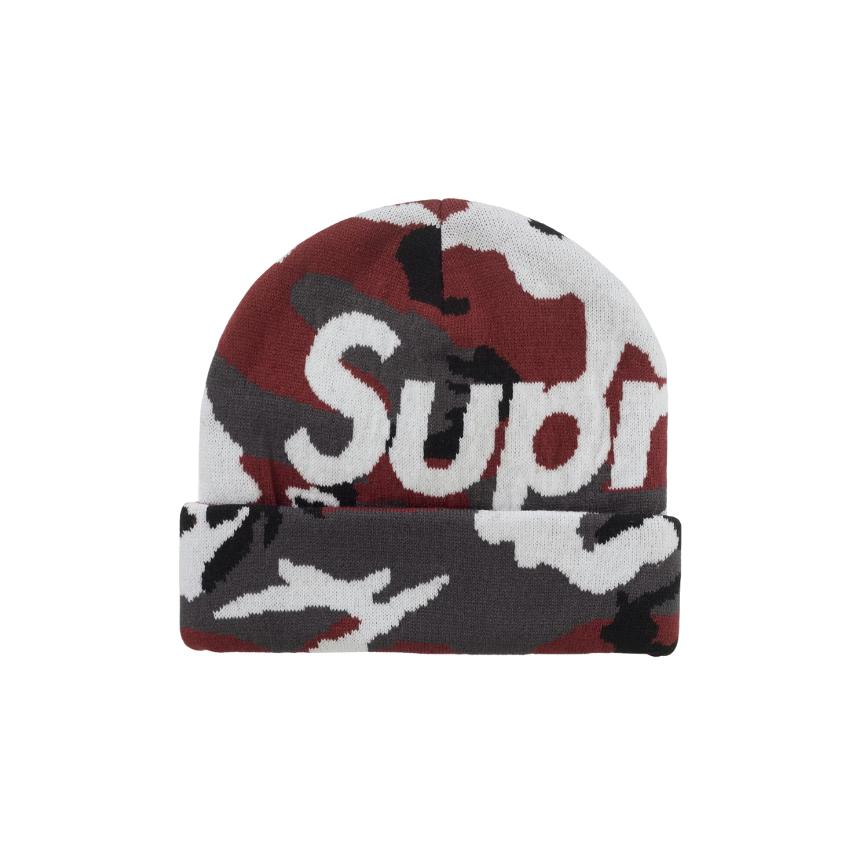 SUPREME BEANIE 'BIG LOGO RED CAMO'
