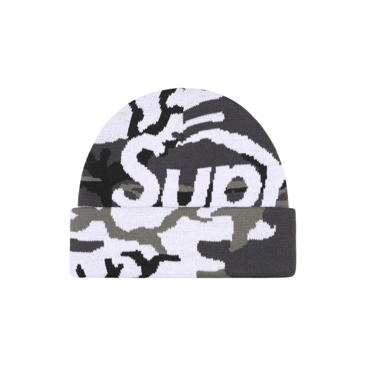 SUPREME BEANIE 'BIG LOGO SNOW CAMO'