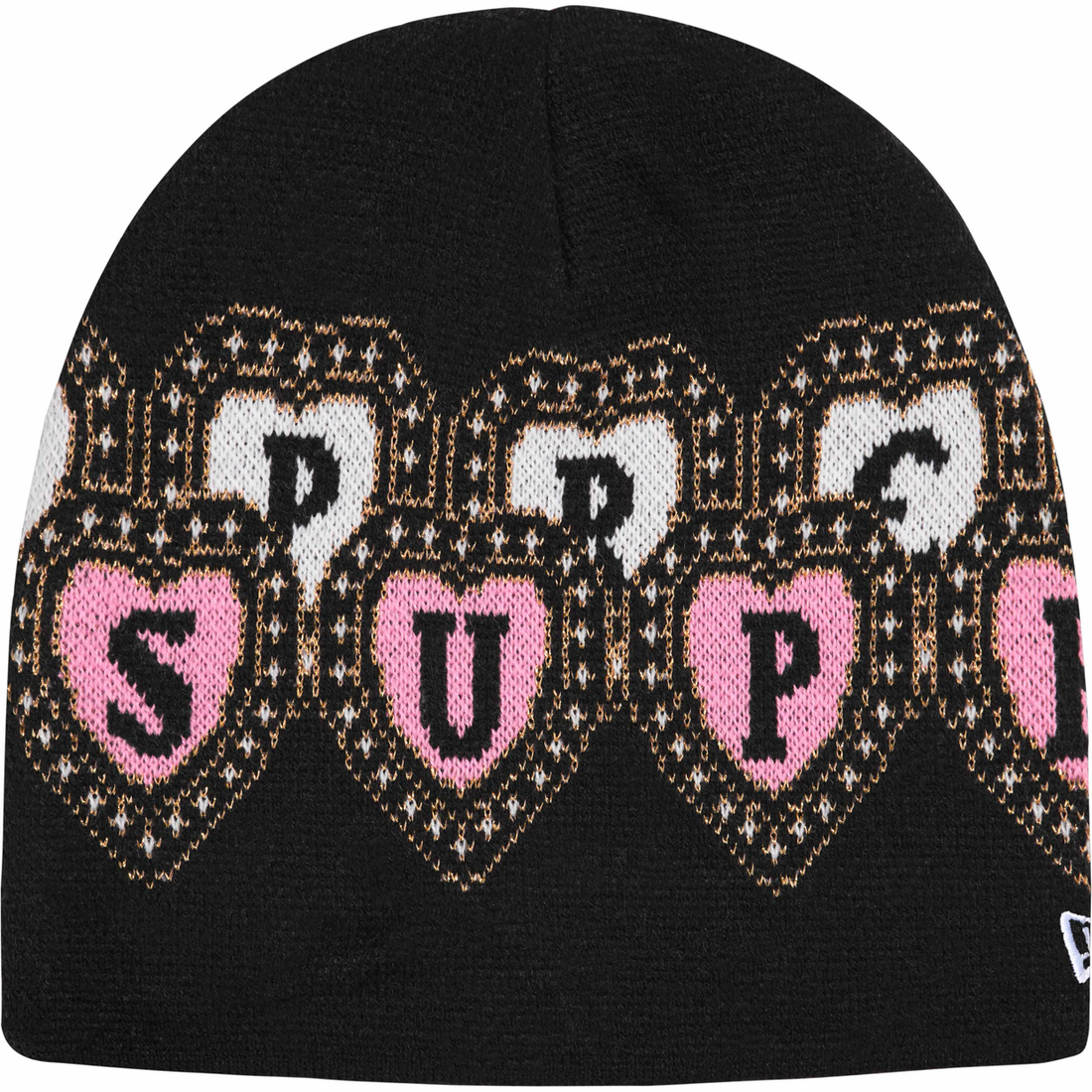 SUPREME BEANIE 'NEW ERA HEARTS BLACK'