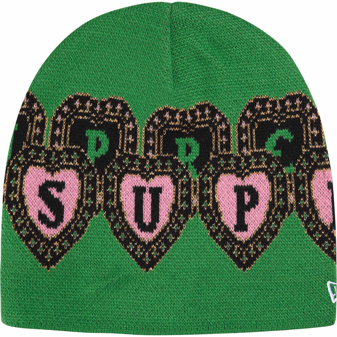 SUPREME BEANIE 'NEW ERA HEARTS GREEN'