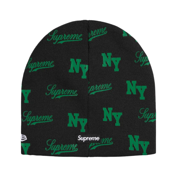 SUPREME BEANIE 'NEW ERA MONOGRAM BLACK'