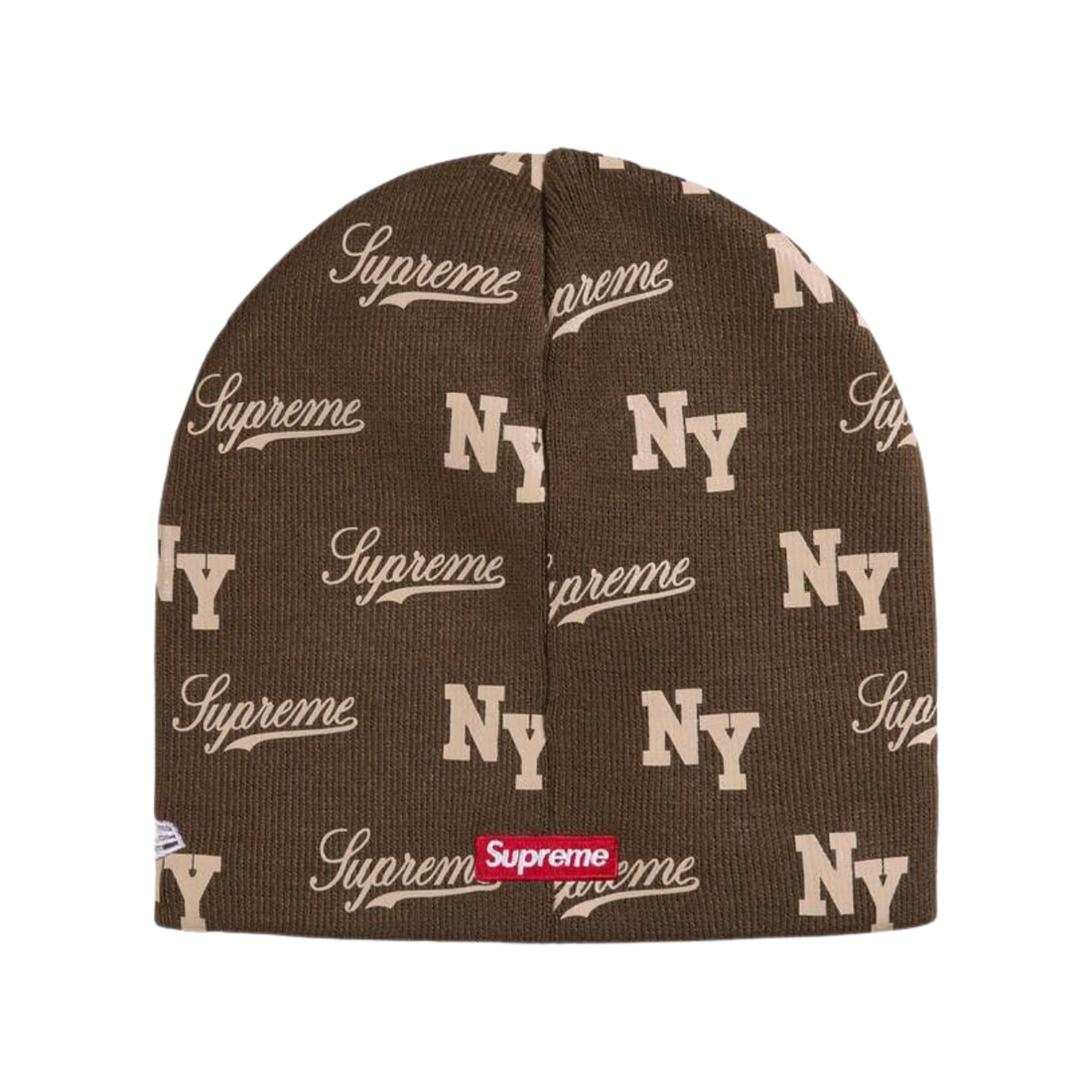 SUPREME BEANIE 'NEW ERA MONOGRAM BROWN'
