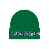 SUPREME BEANIE 'NEW ERA OLD ENGLISH GREEN'