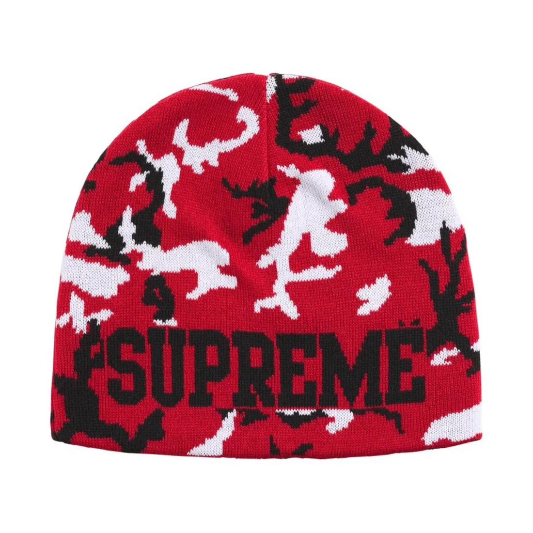 SUPREME BEANIE 'REVERSIBLE CAMO RED'