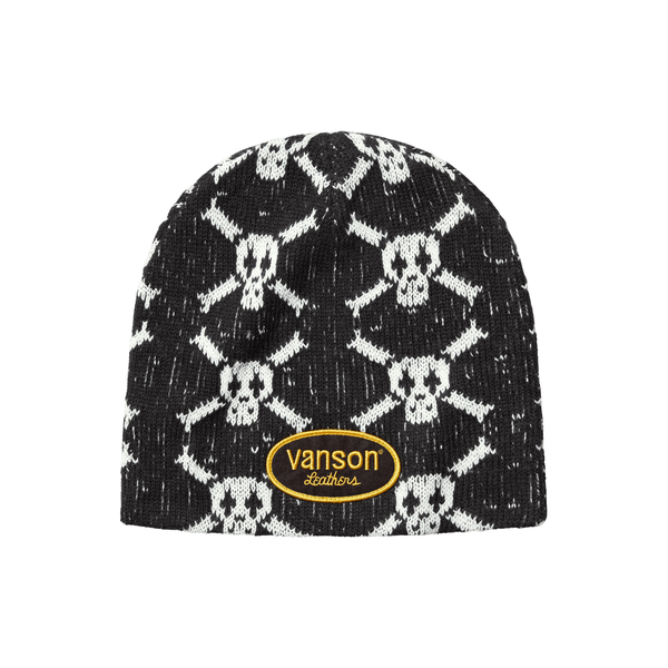 SUPREME BEANIE 'VANSON LEATHERS SKULL BLACK'