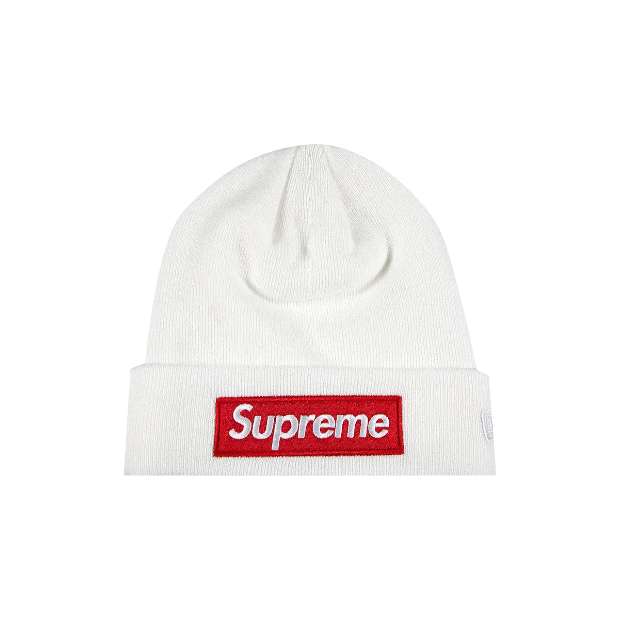 SUPREME BEANIE 'WHITE RED LOGO'