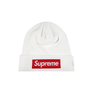 SUPREME BEANIE 'WHITE RED LOGO'