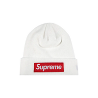SUPREME BEANIE 'WHITE RED LOGO'