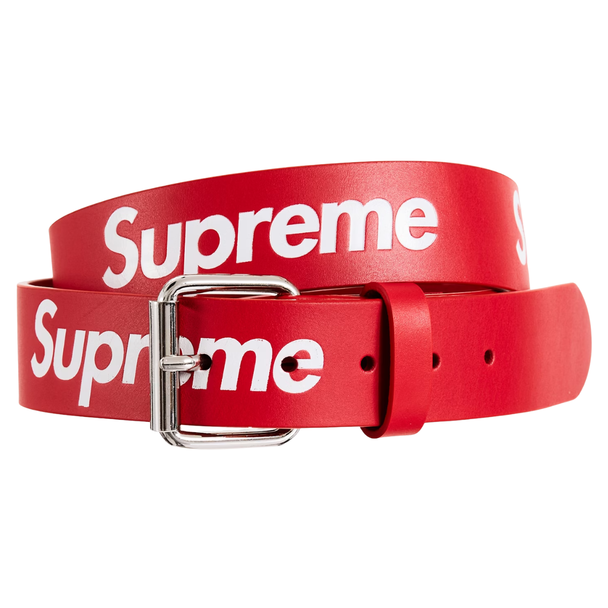 SUPREME BELT 'REPEAT LEATHER RED'
