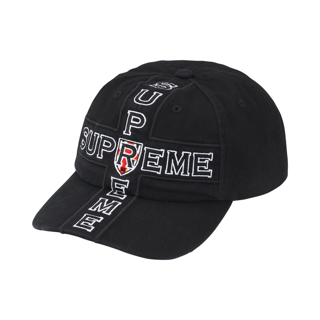SUPREME CAP 'CROSS 6-PANEL BLACK'