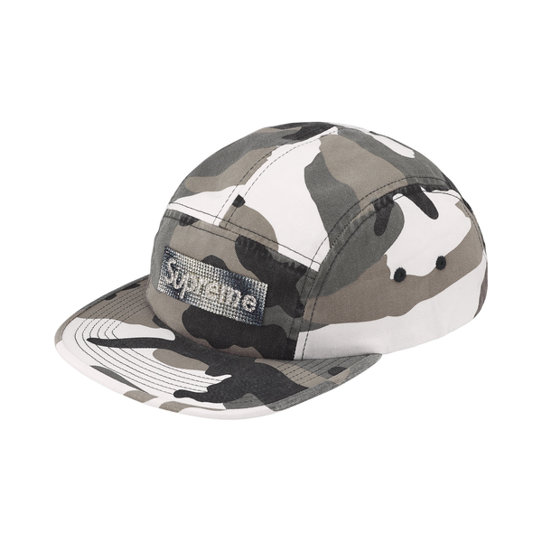 SUPREME CAP 'RHINESTONE LABEL CAMP SNOW CAMO'