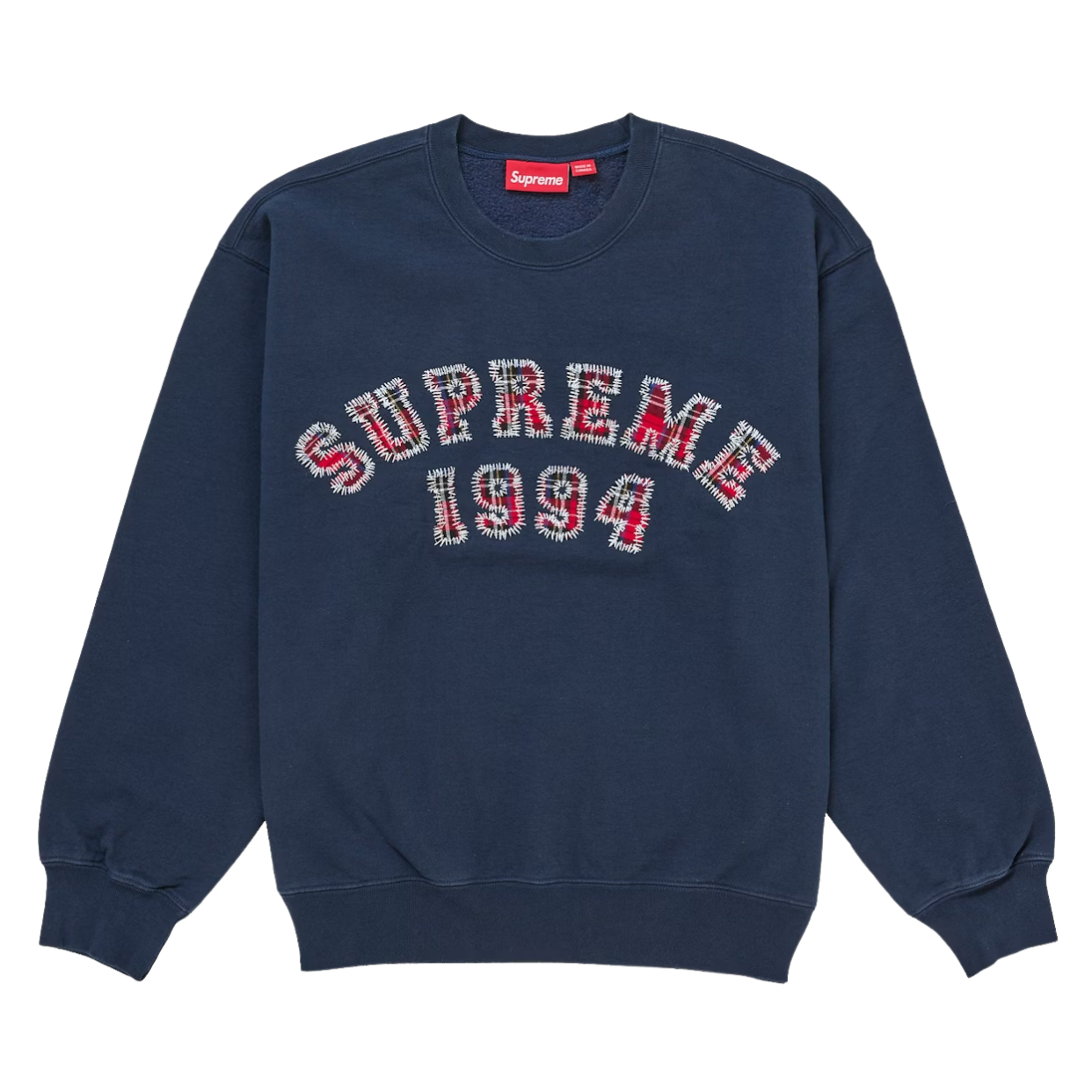 SUPREME CREWNECK 'PLAID NAVY'