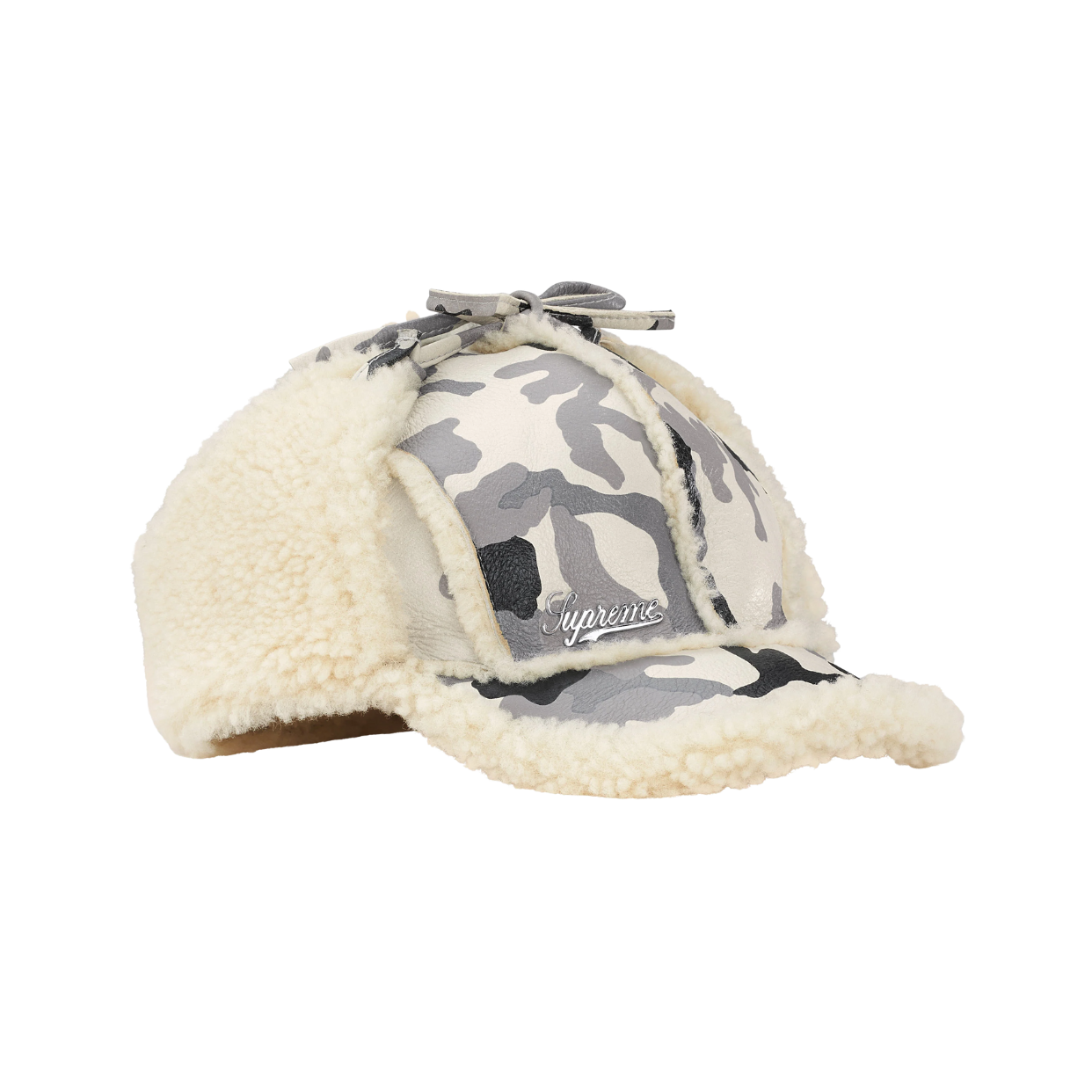 SUPREME CAP 'SHEARLING EARFLAP SNOW CAMO'