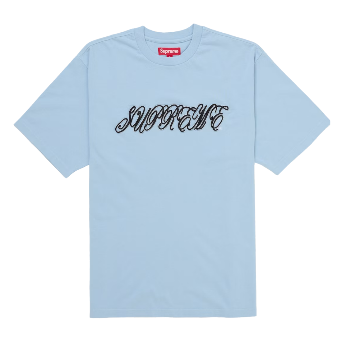 SUPREME TEE 'RAISED SCRIPT LIGHT BLUE'