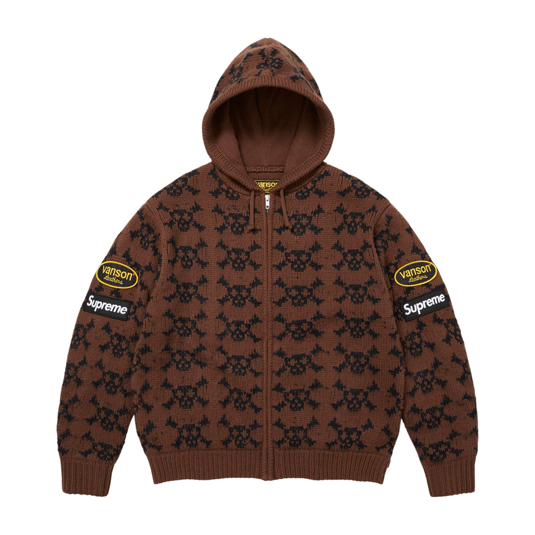 SUPREME ZIP-UP 'VANSON LEATHERS SKULL BROWN'