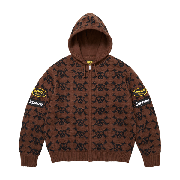 SUPREME ZIP-UP 'VANSON LEATHERS SKULL BROWN'