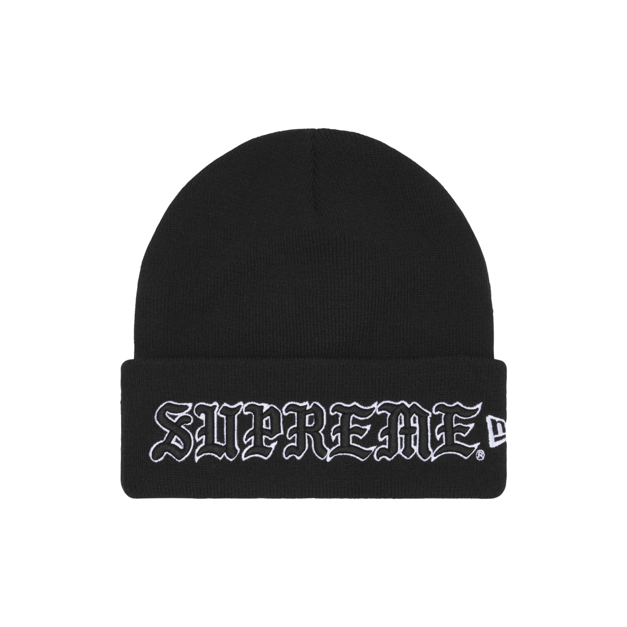 SUPREME BEANIE 'NEW ERA OLD ENGLISH BLACK'