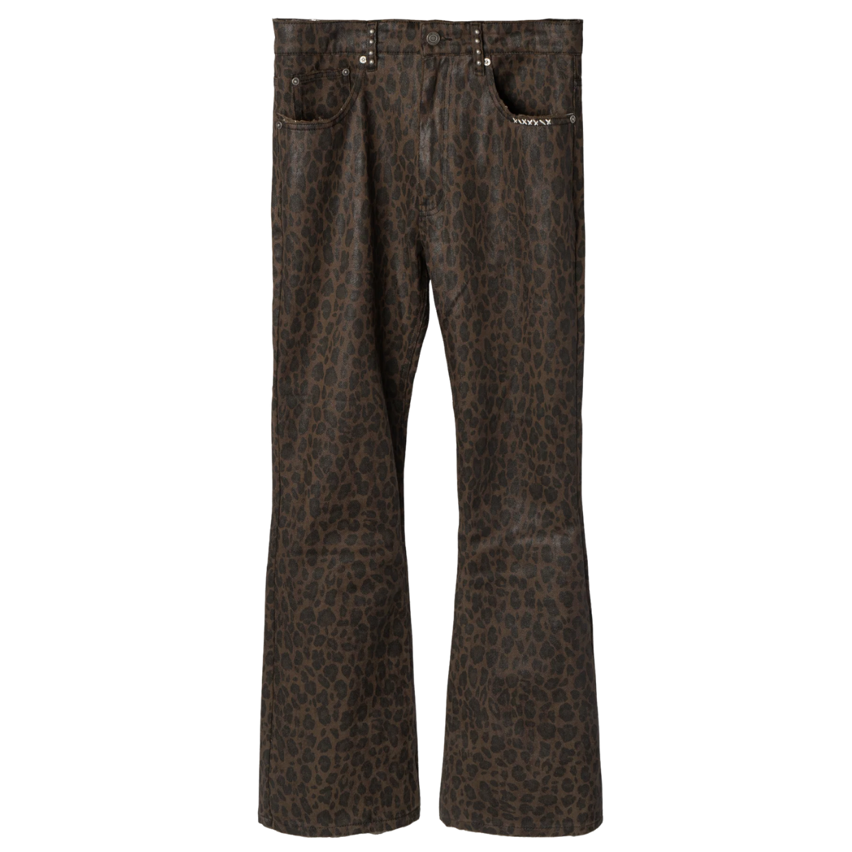 VAGUE STUDIOS DENIM PANT 'WAXED BOOTCUT LEOPARD'