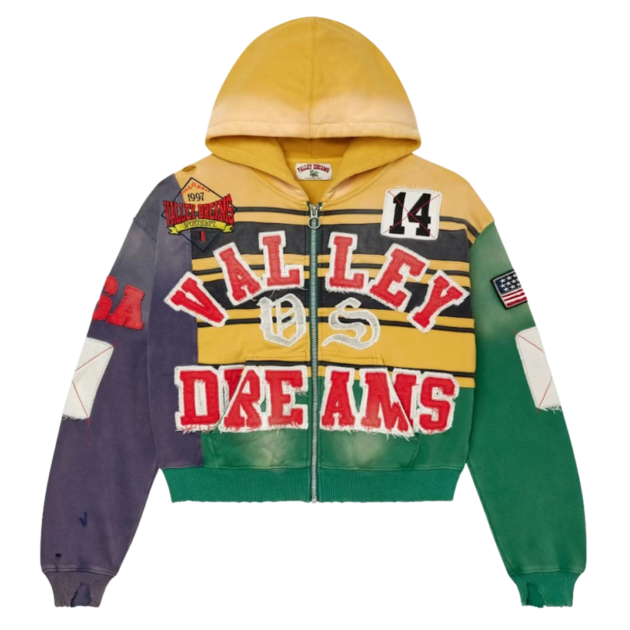 VALE FOREVER HOODIE 'ZIP COLLAGE MARDI GRAS'