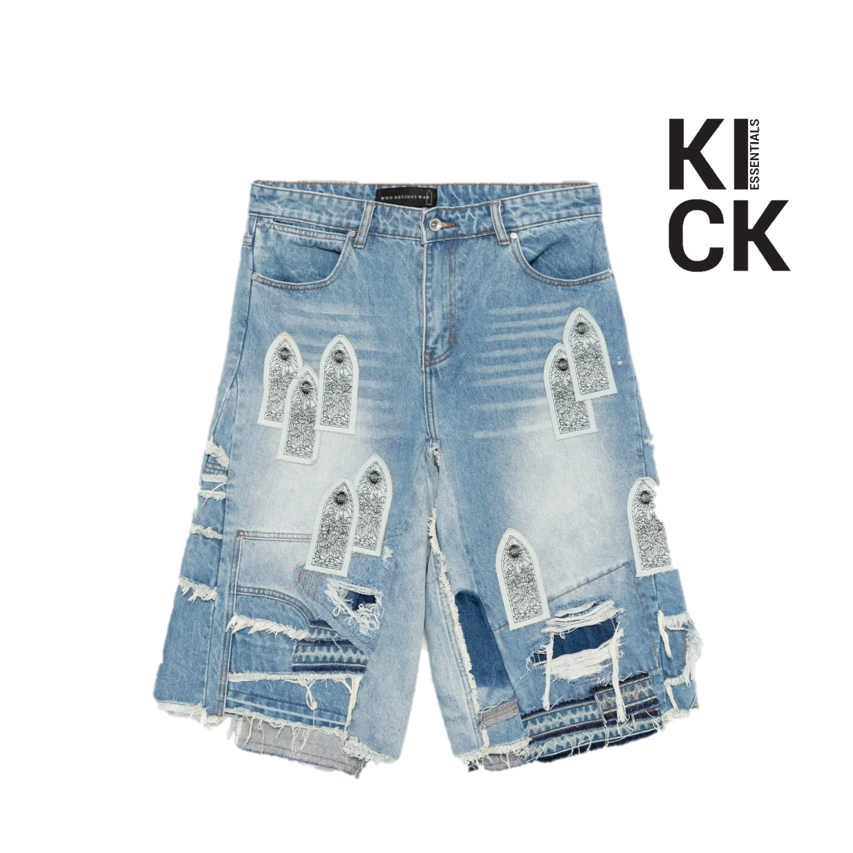 WHO DECIDES WAR SHORT 'BLUE ARCH BLOWOUT DENIM'