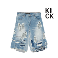 WHO DECIDES WAR SHORT 'BLUE ARCH BLOWOUT DENIM'