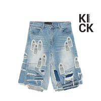 WHO DECIDES WAR SHORT 'BLUE ARCH BLOWOUT DENIM'