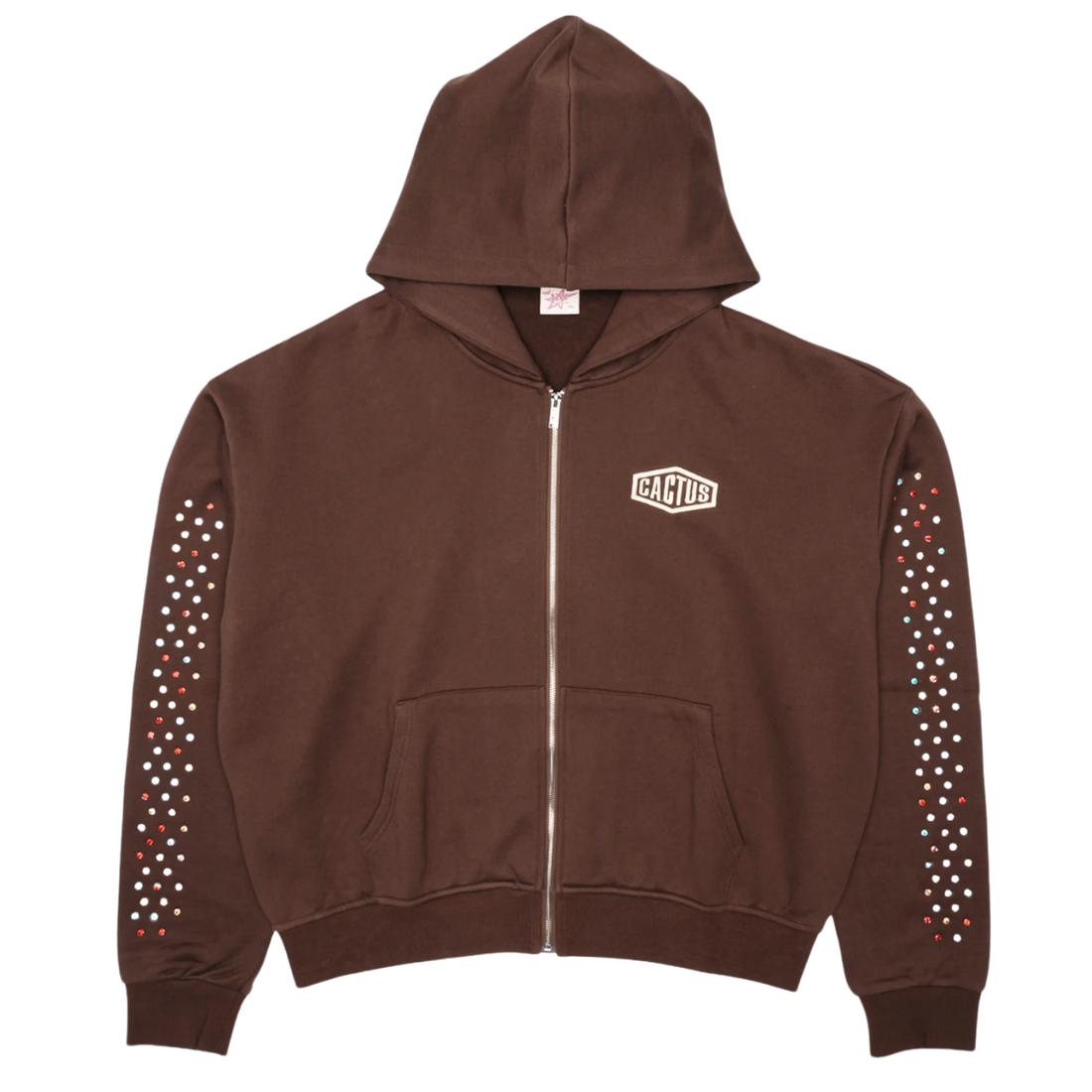 AZVA ZIP HOODIE 'CRYSTAL CACTUS BROWN'