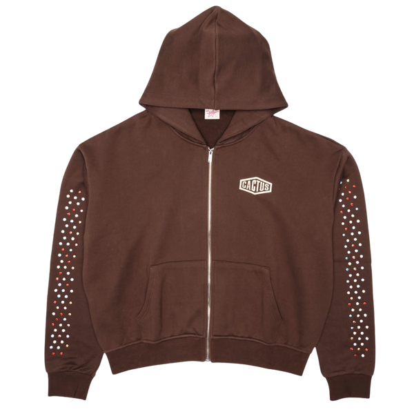 AZVA ZIP HOODIE 'CRYSTAL CACTUS BROWN'